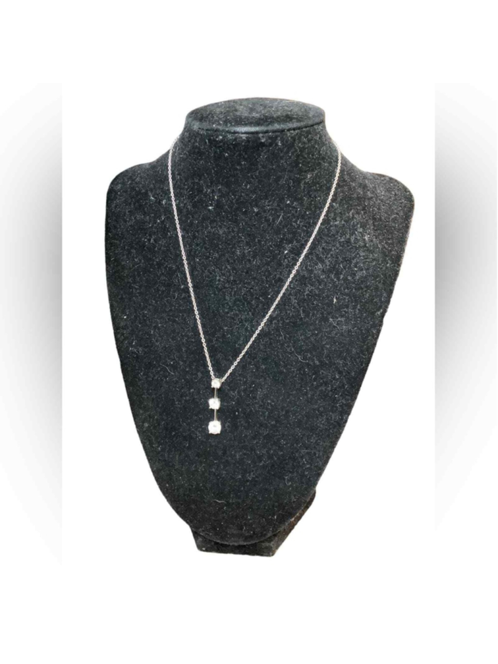 Sterling Silver 925 Cubic Zirconia Past, Present, Future Pendant Necklace 18"